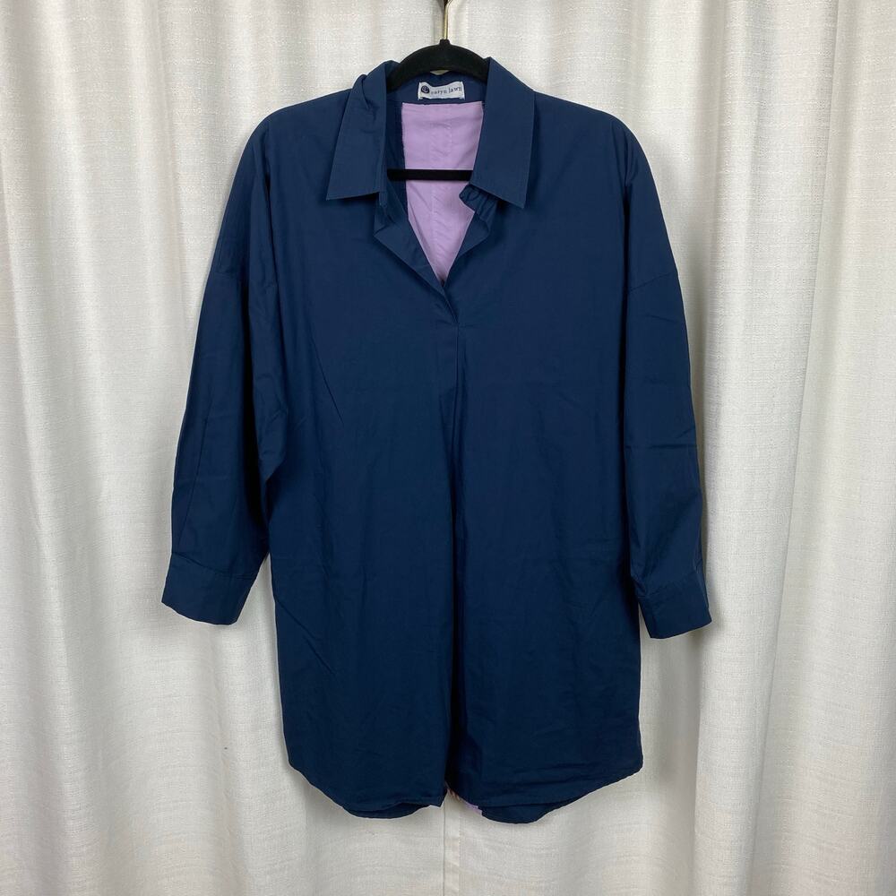 Caryn Lawn Tuckernuck Blue With Purple Stripe Cotton Margot Tunic Dress Sz.OS